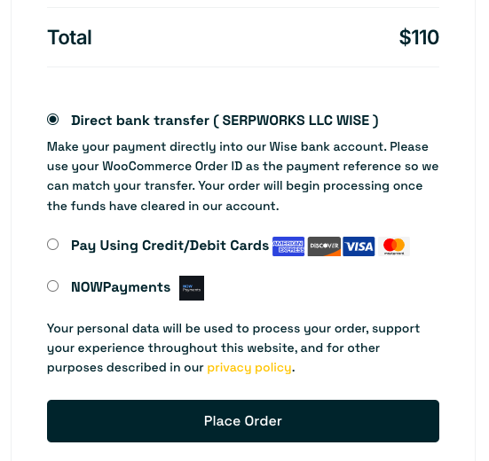 buying payment options on serpworks